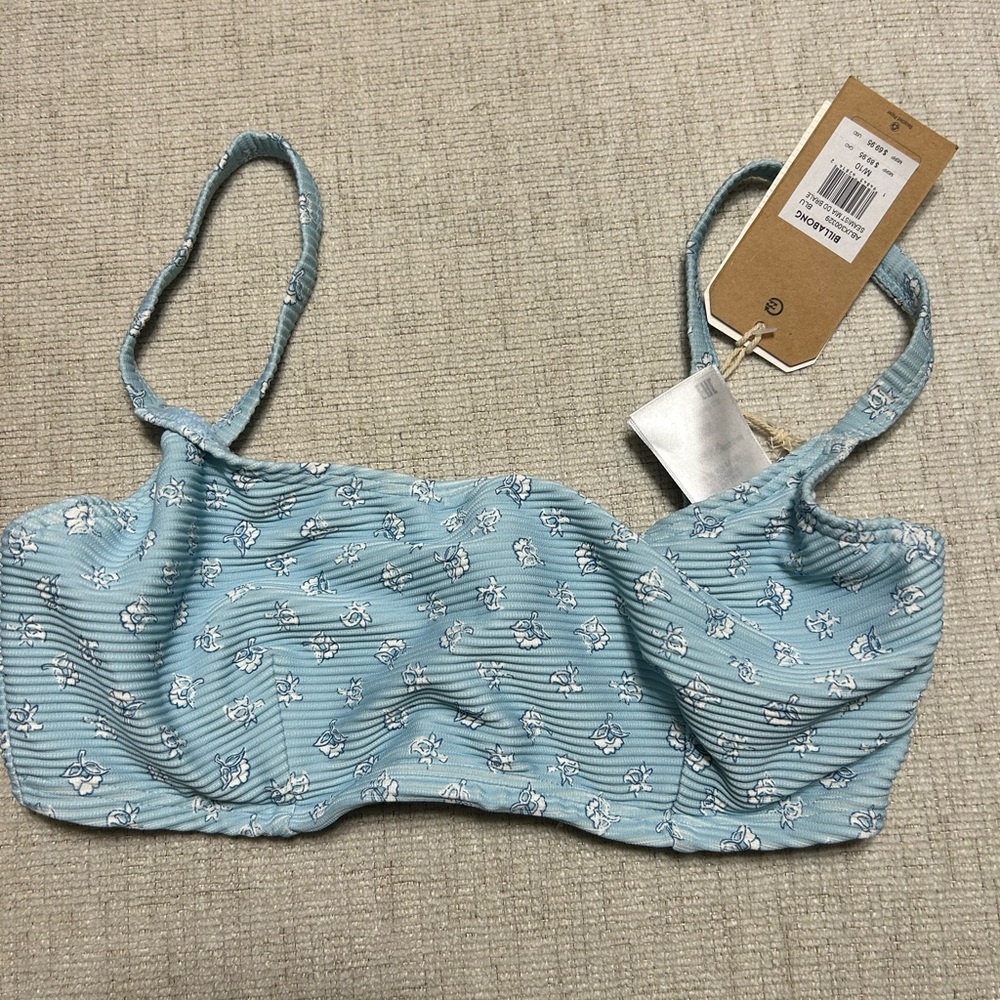 Billabong Light Blue Floral Bikini Top